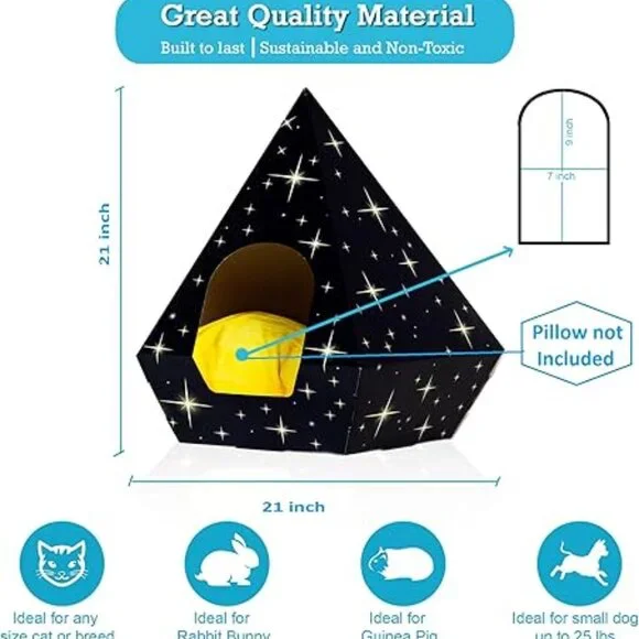 Cat Teepee Bed – Indoor Pet Tent House for Cats, Kittens & Small Dogs 🏕️🐾 - Picture 7 of 12